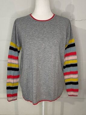 Boden Gray Sweater with Red Trim